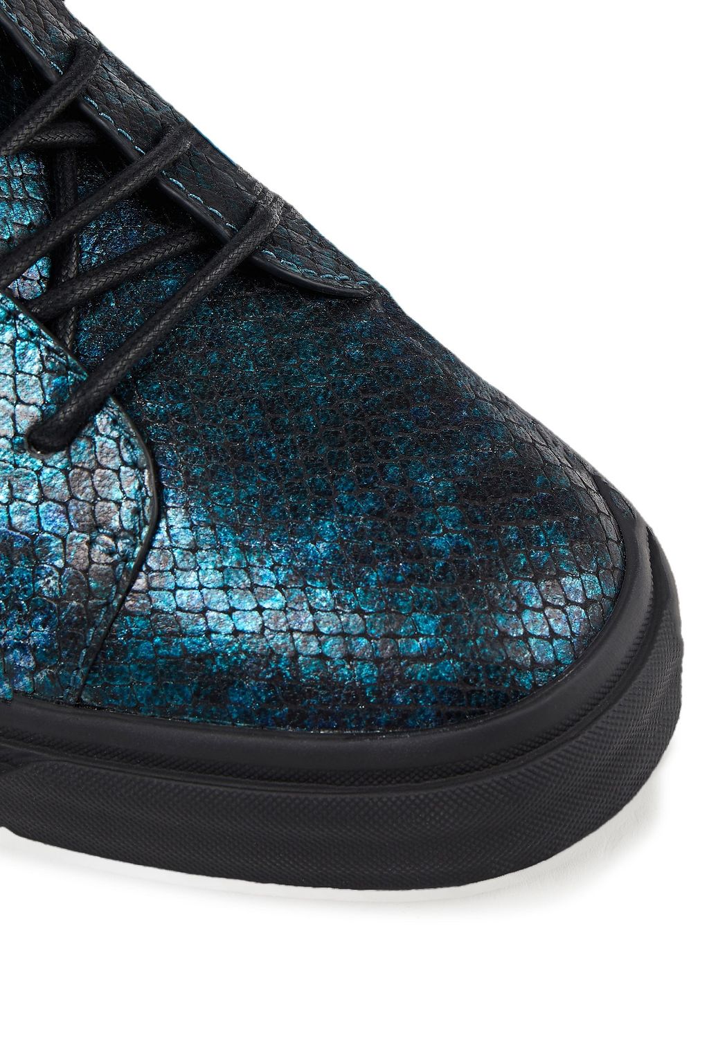 GIUSEPPE ZANOTTI Zip-detailed snake-effect leather sneakers