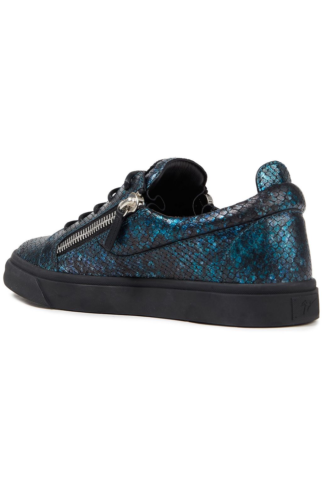 GIUSEPPE ZANOTTI Zip-detailed snake-effect leather sneakers