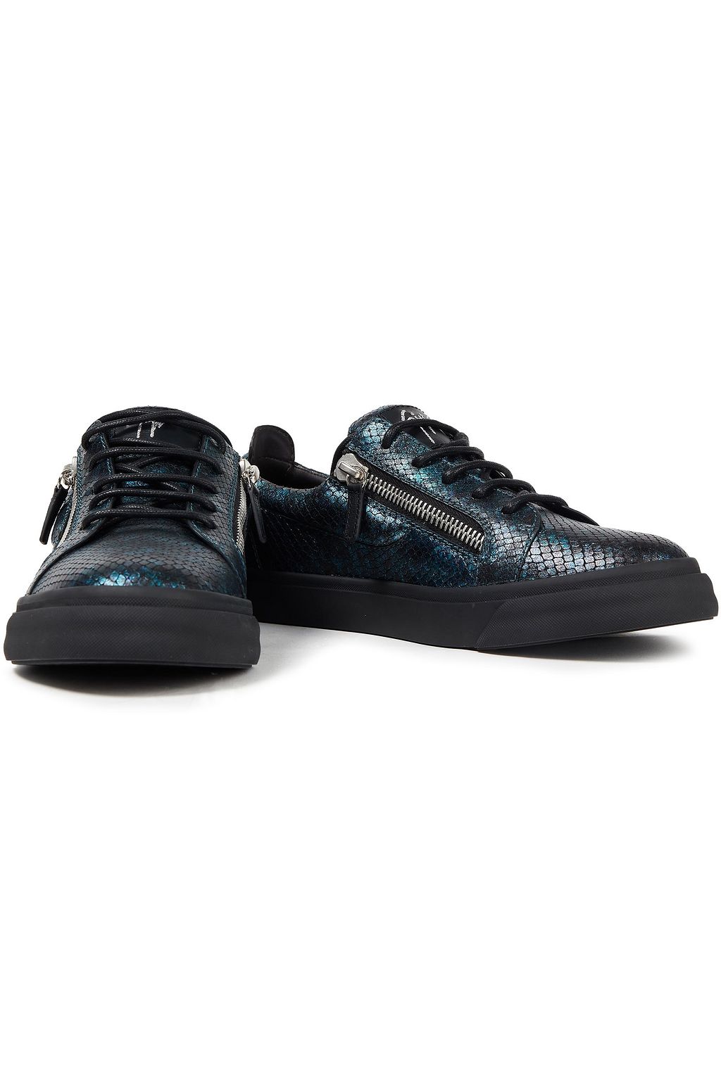 GIUSEPPE ZANOTTI Zip-detailed snake-effect leather sneakers