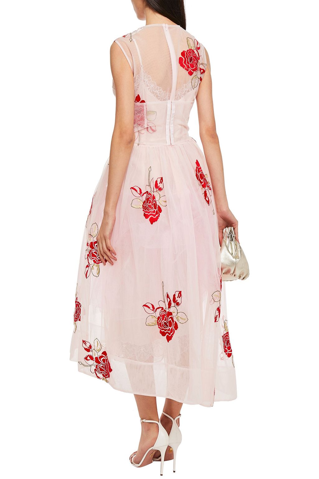 SIMONE ROCHA Embroidered gathered tulle midi dress