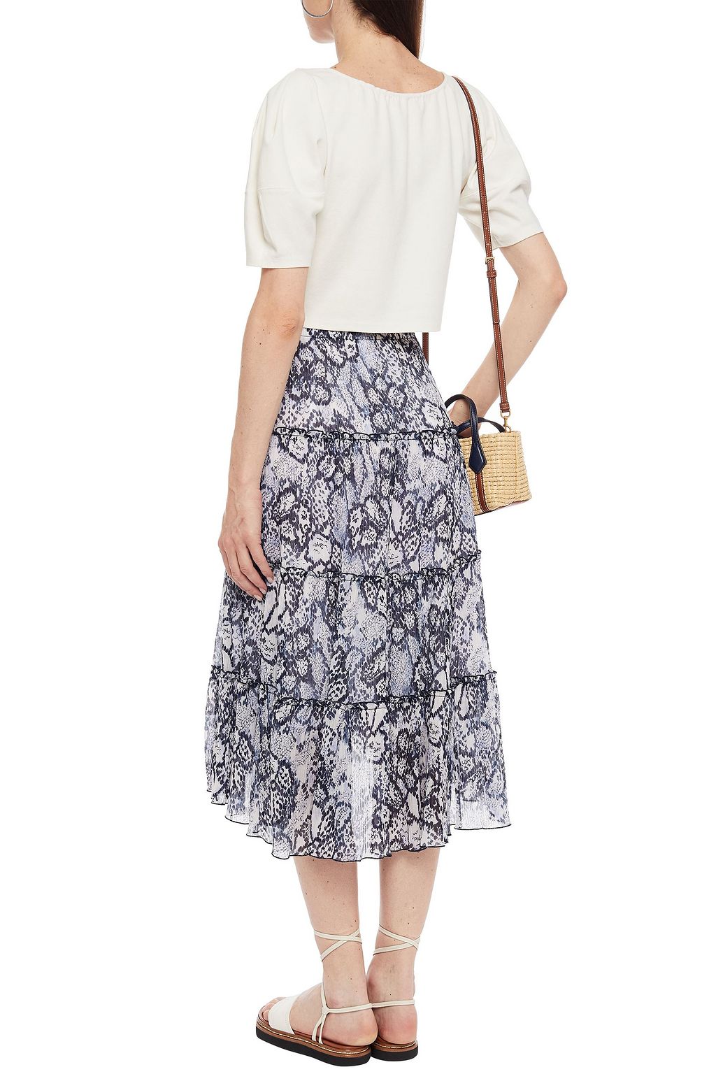 SEE BY CHLOÉ Tiered printed cotton and silk-blend crepon skirt