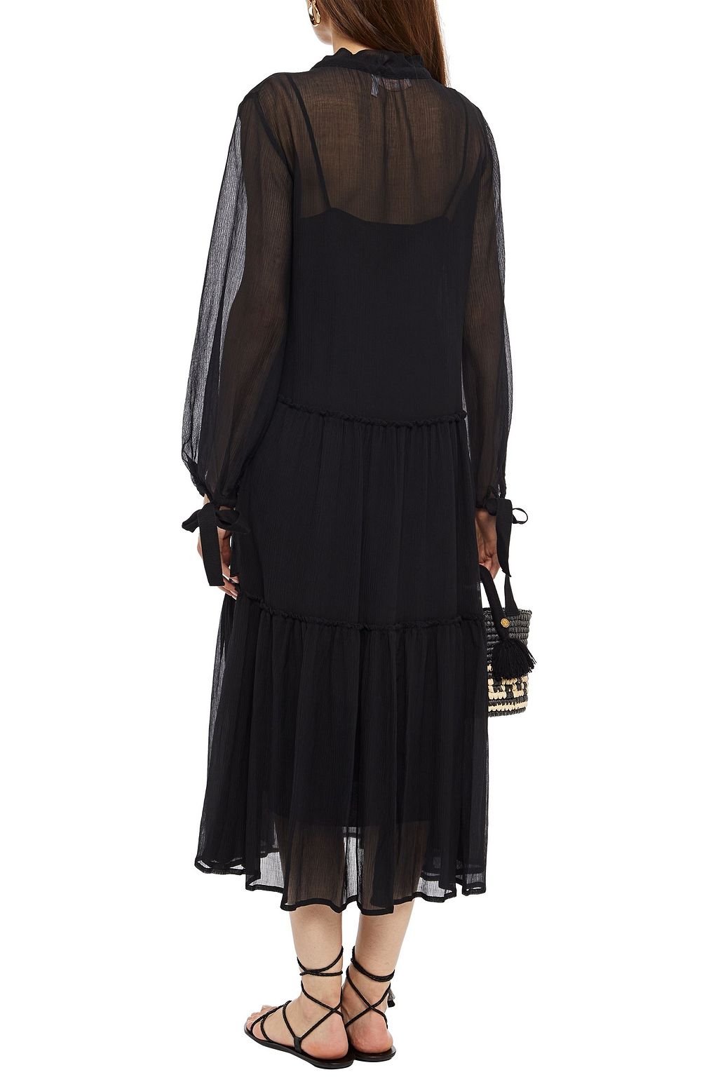 SEE BY CHLOÉ Tiered gathered cotton and silk-blend crepon midi dress