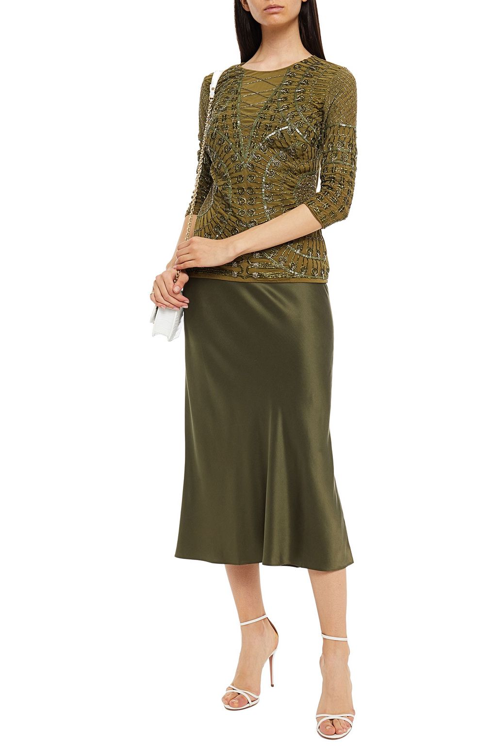 PIERRE BALMAIN Embellished mesh top