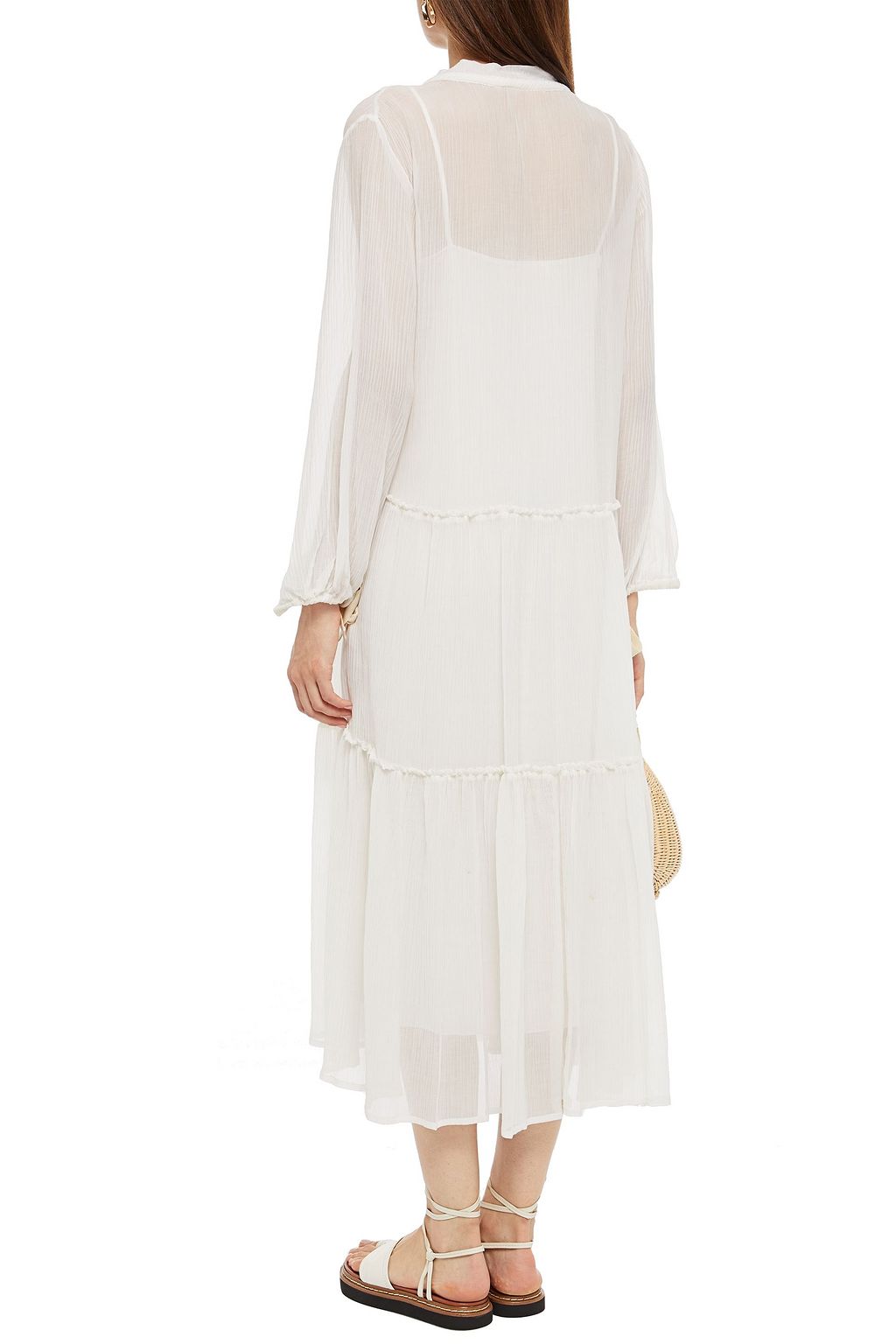 SEE BY CHLOÉ Tiered gathered cotton and silk-blend crepon midi dress