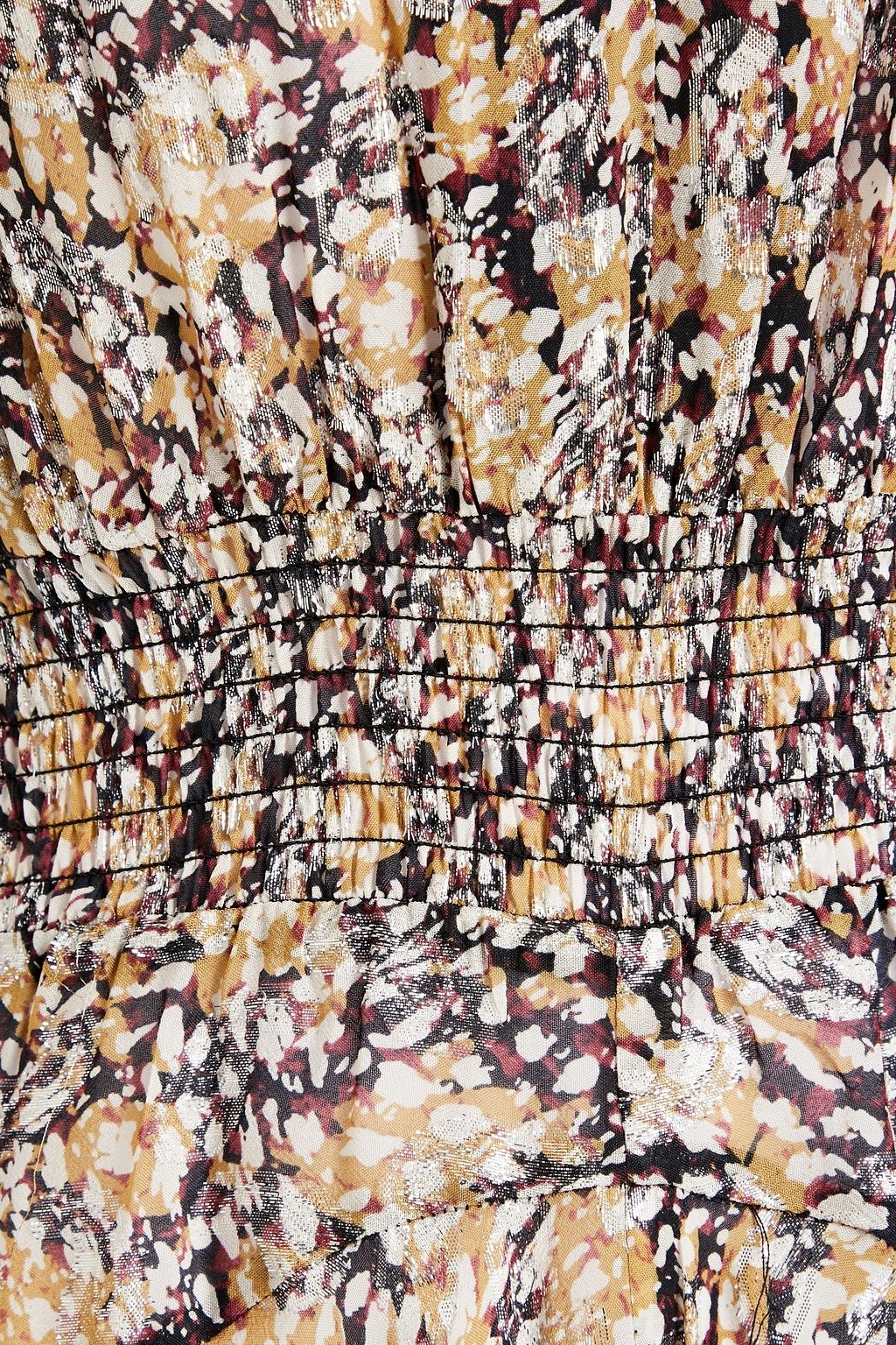 MAJE Gathered metallic fil coupé mini dress