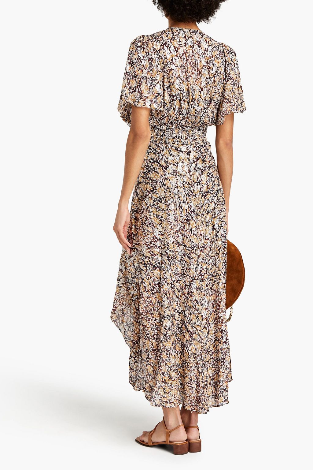 MAJE Gathered metallic fil coupé mini dress