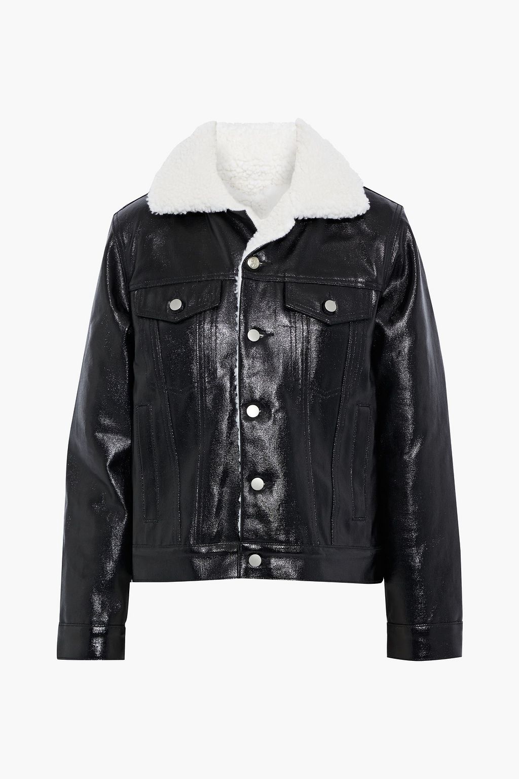 Black Buck faux shearling-lined coated-denim jacket | EYTYS | THE OUTNET Black Buck faux shearling-lined coated-denim jacket | EYTYS | THE OUTNET