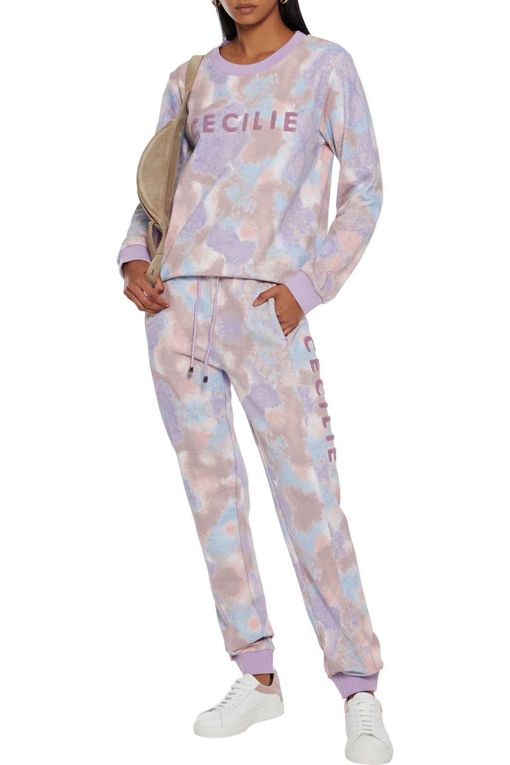 SUMMERY COPENHAGEN Ramone appliquéd tie-dyed French cotton-terry track pants