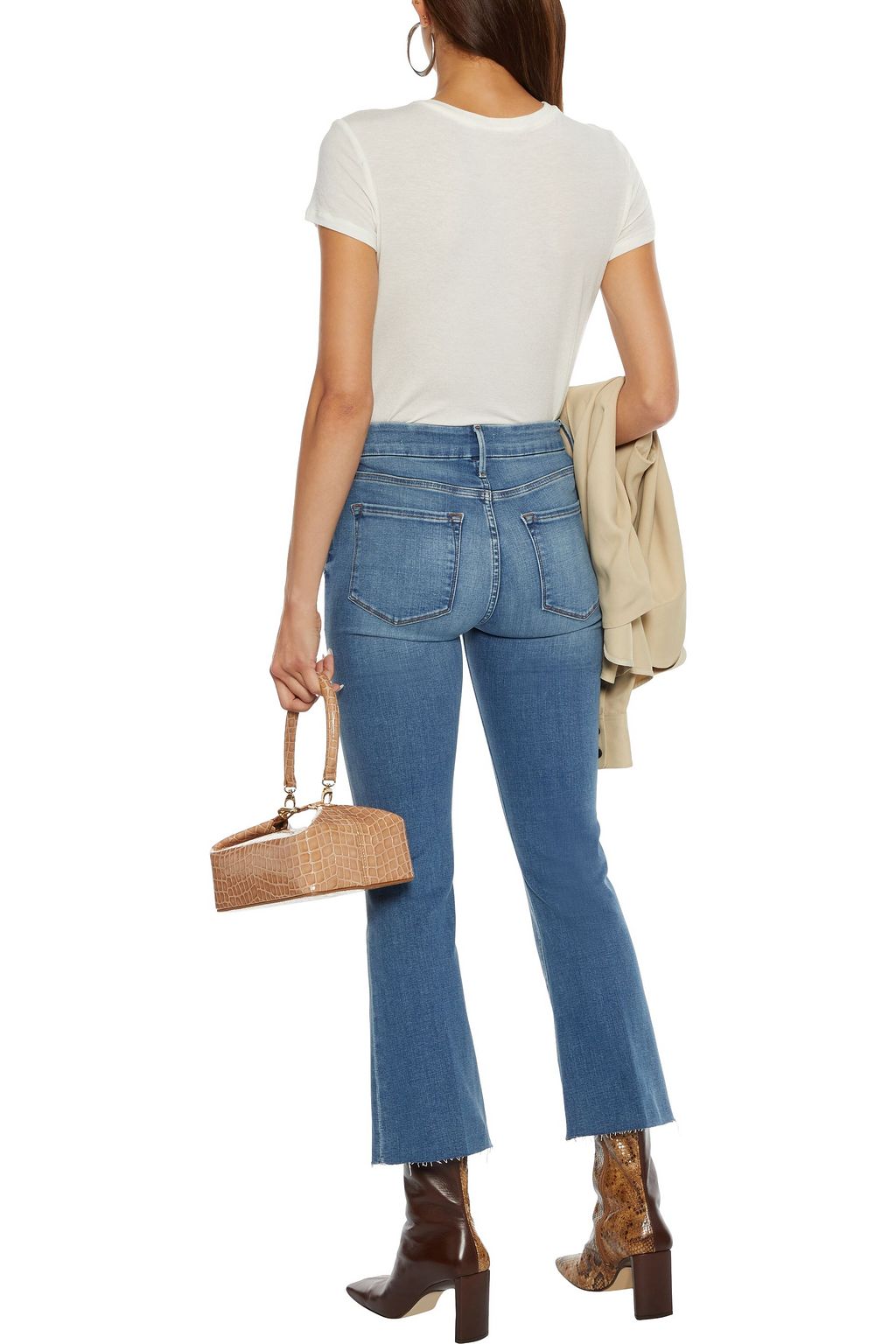 FRAME Le Crop Mini Boot frayed mid-rise bootcut jeans