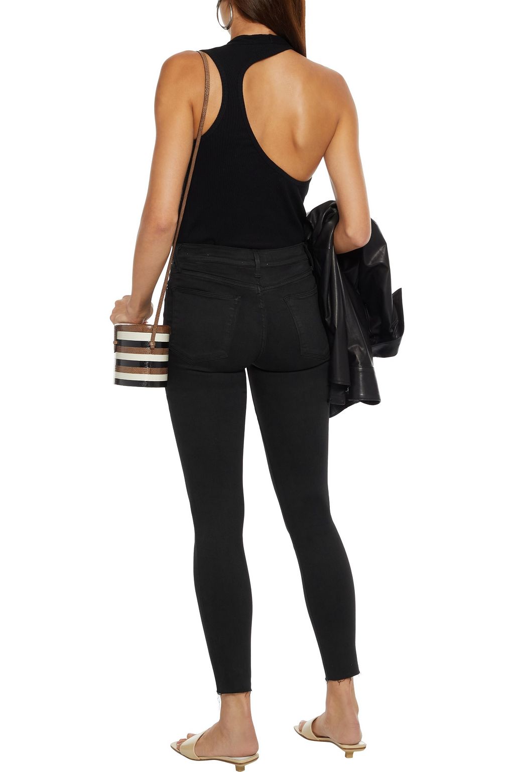 FRAME Le High Skinny cropped frayed mid-rise skinny jeans