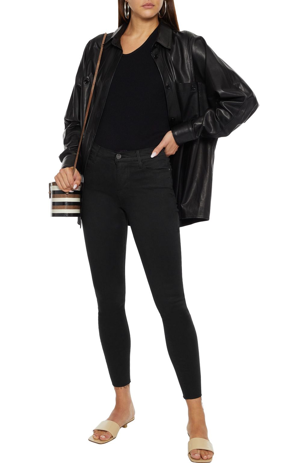 FRAME Le High Skinny cropped frayed mid-rise skinny jeans