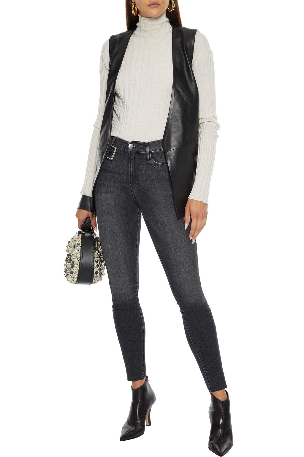 FRAME Le High Skinny cropped frayed mid-rise skinny jeans