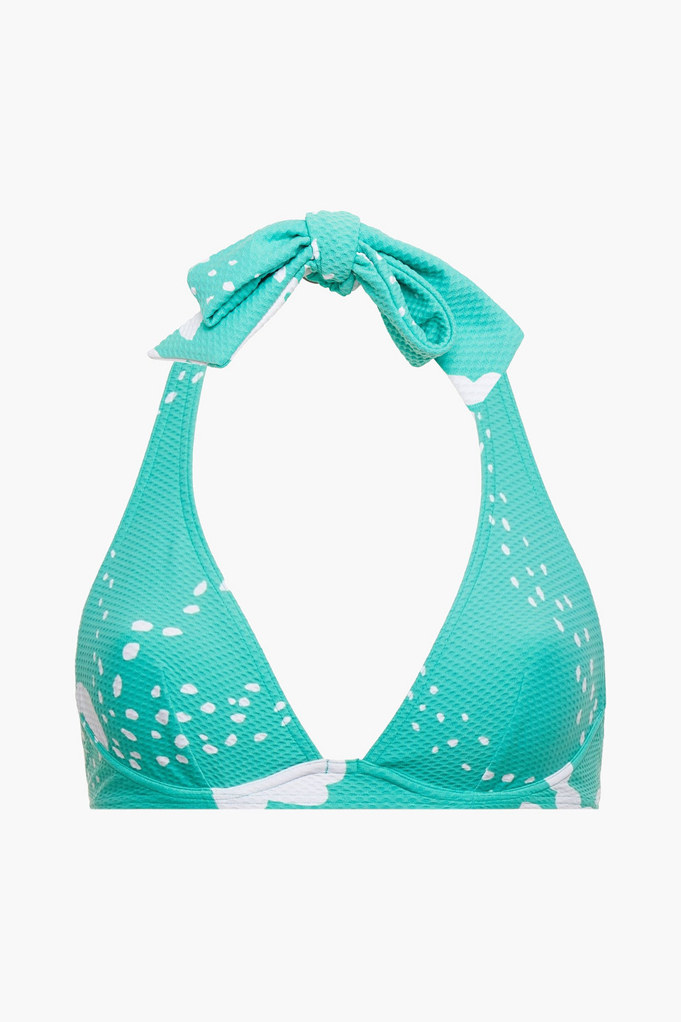 Maison Lejaby Tropical printed stretch-piqué halterneck bikini top