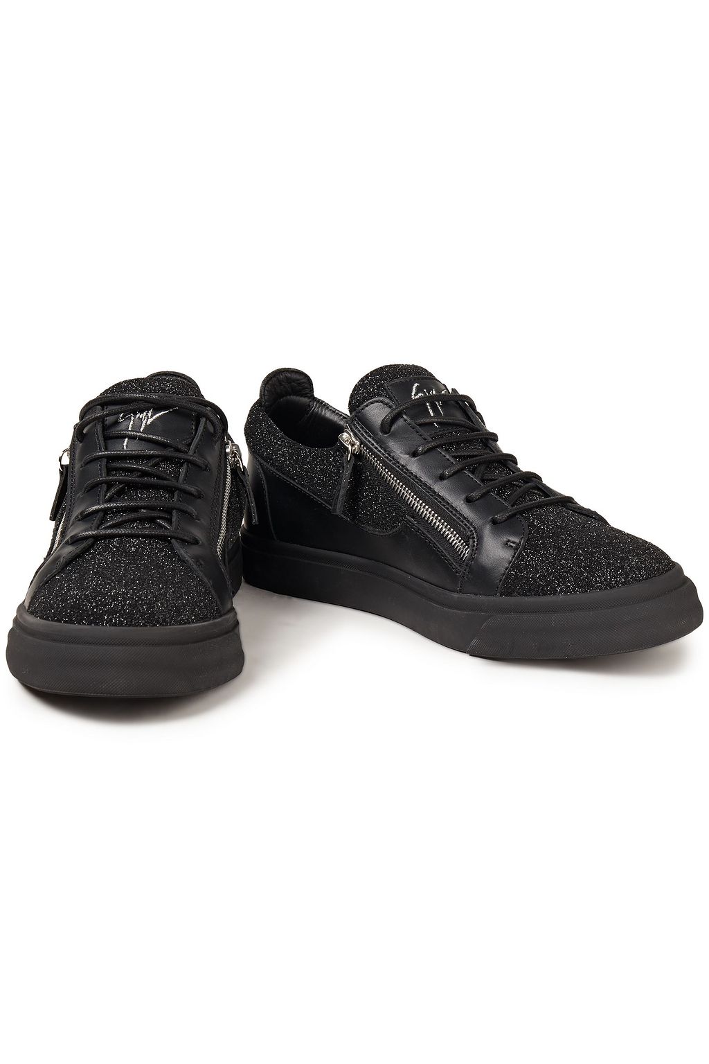 GIUSEPPE ZANOTTI Frankie lurex-paneled leather sneakers