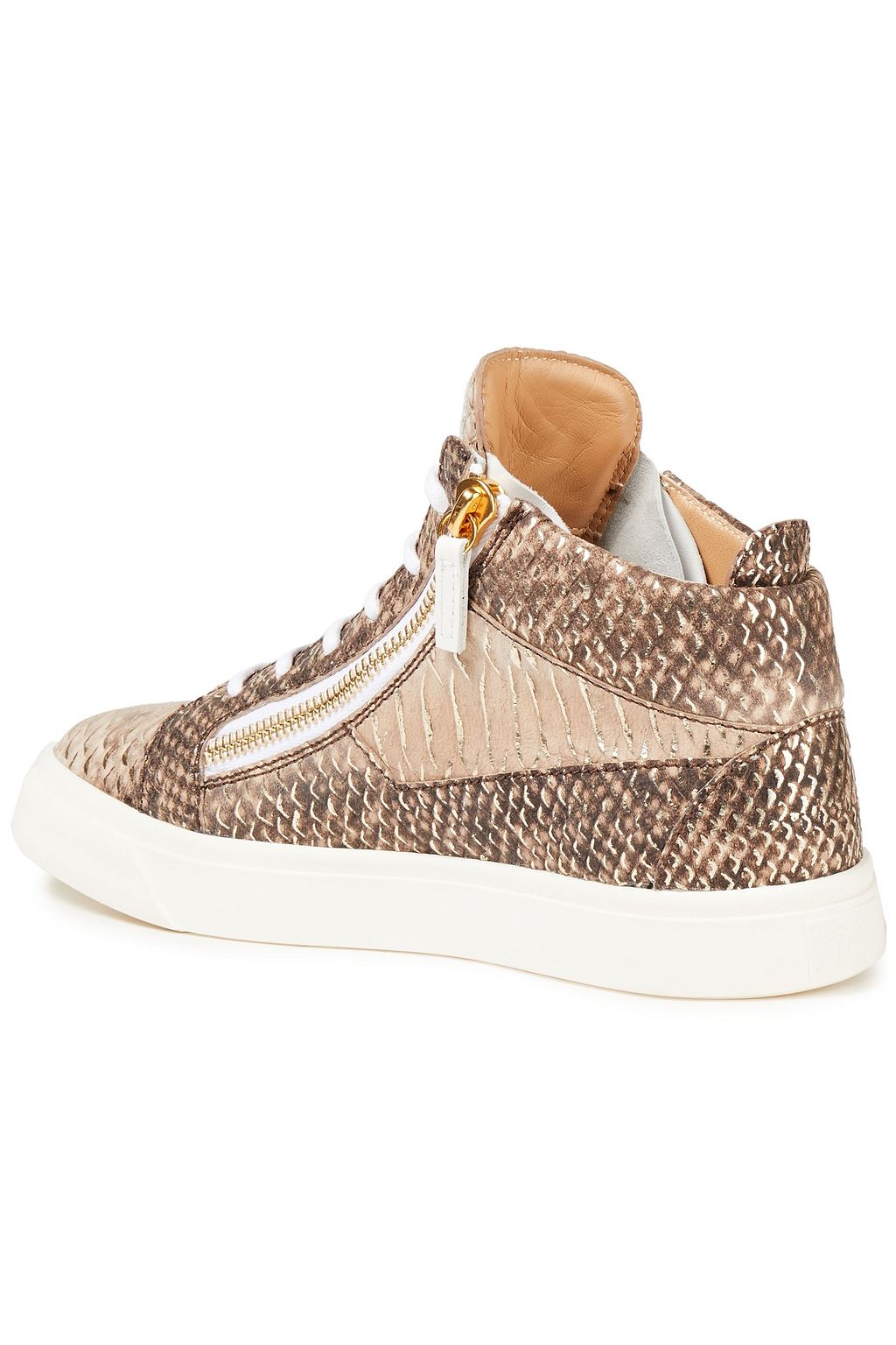 GIUSEPPE ZANOTTI Kriss metallic snake-effect leather high-top sneakers