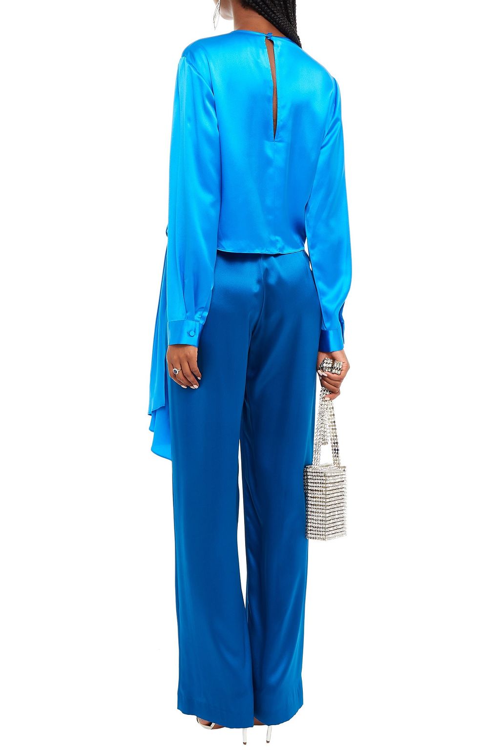 MICHELLE MASON Pleated silk-charmeuse wide-leg pants