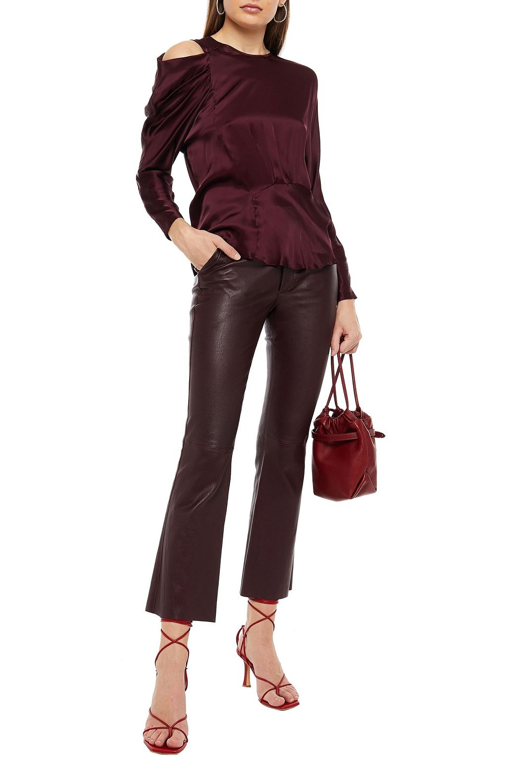IRO Plissiertes Oberteil aus Satin mit Cut-outs
