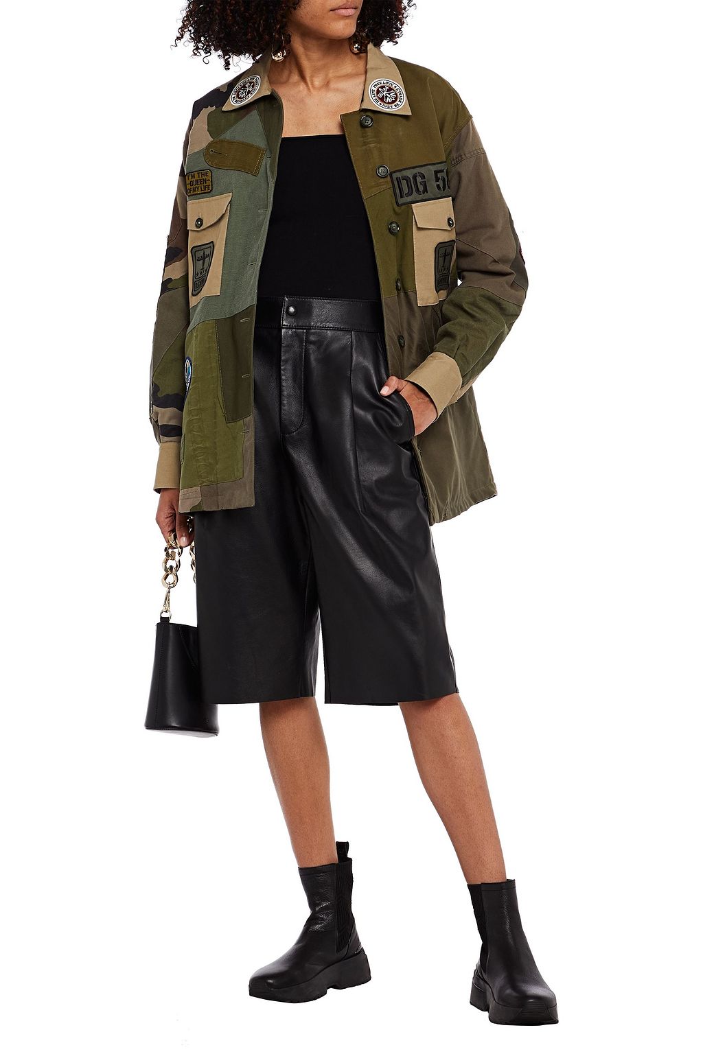 DOLCE&GABBANA Embellished camouflage-print cotton-canvas coat