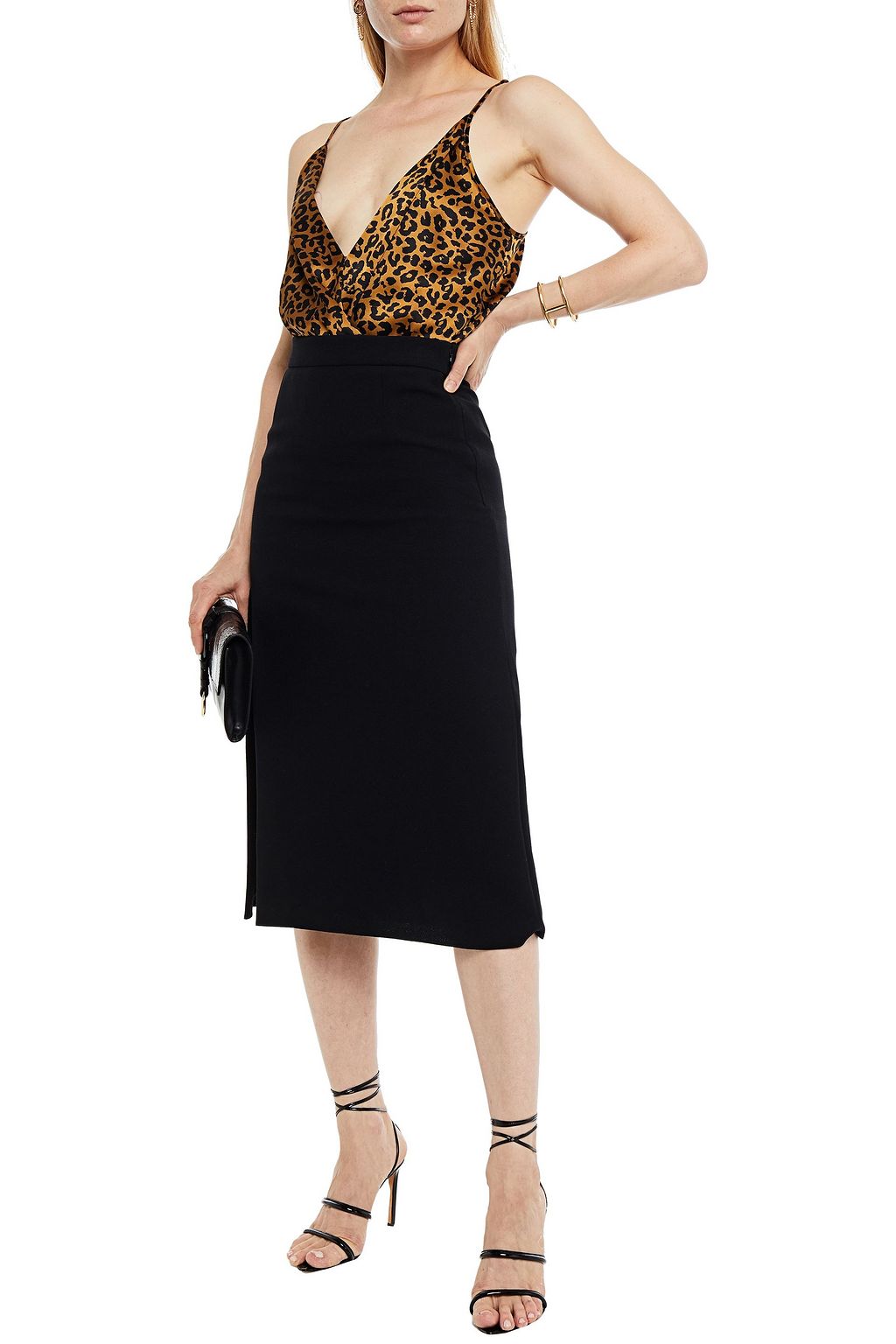 MICHELLE MASON Wrap-effect silk-satin jacquard bodysuit