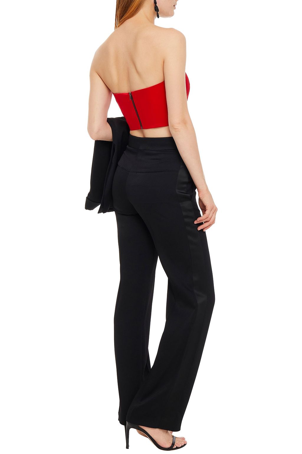 MICHELLE MASON Cropped silk-charmeuse bustier top