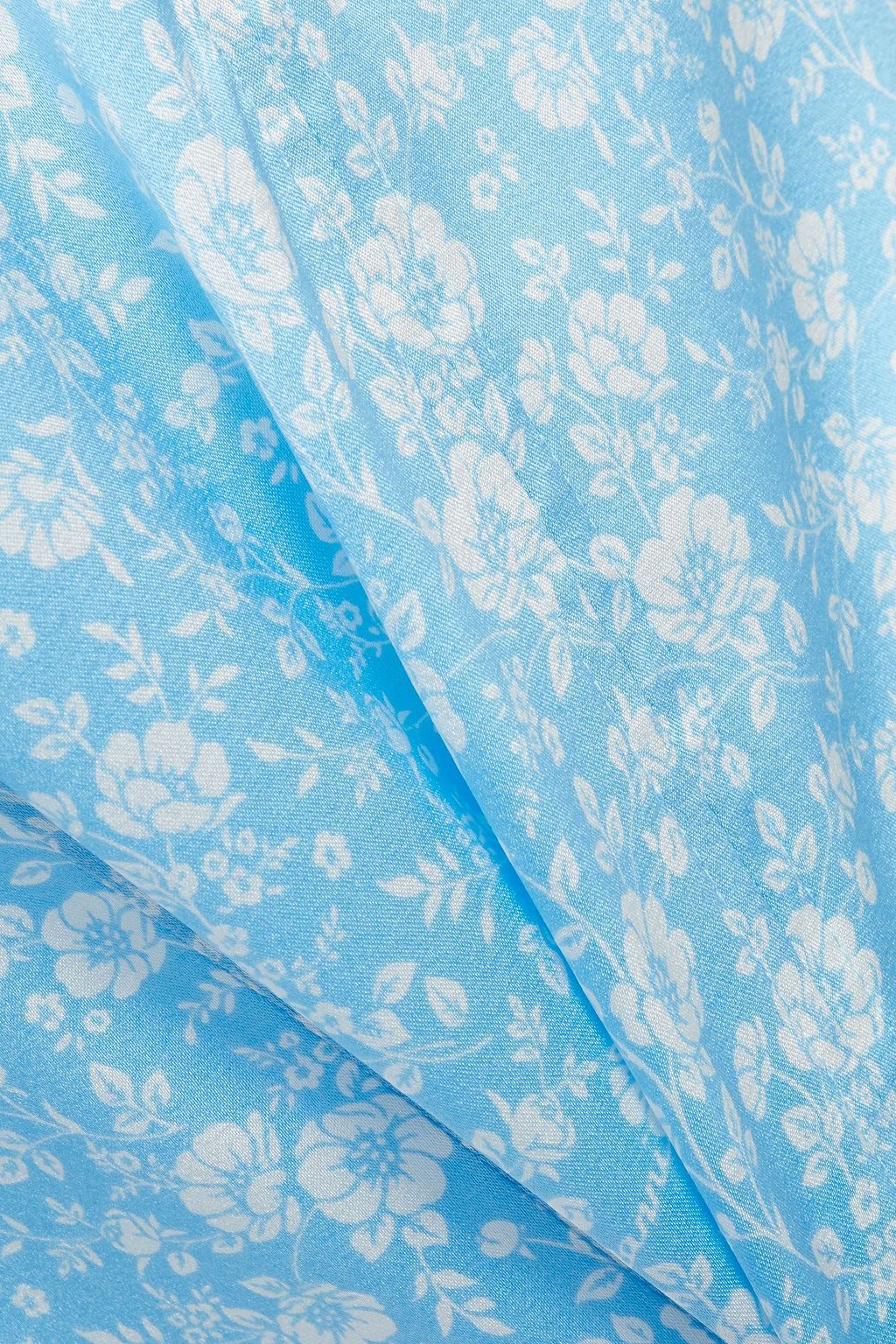 GANNI Gathered floral-print silk-blend satin mini dress