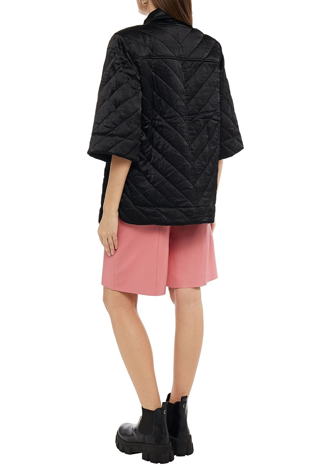 GANNI Quilted satin jacket