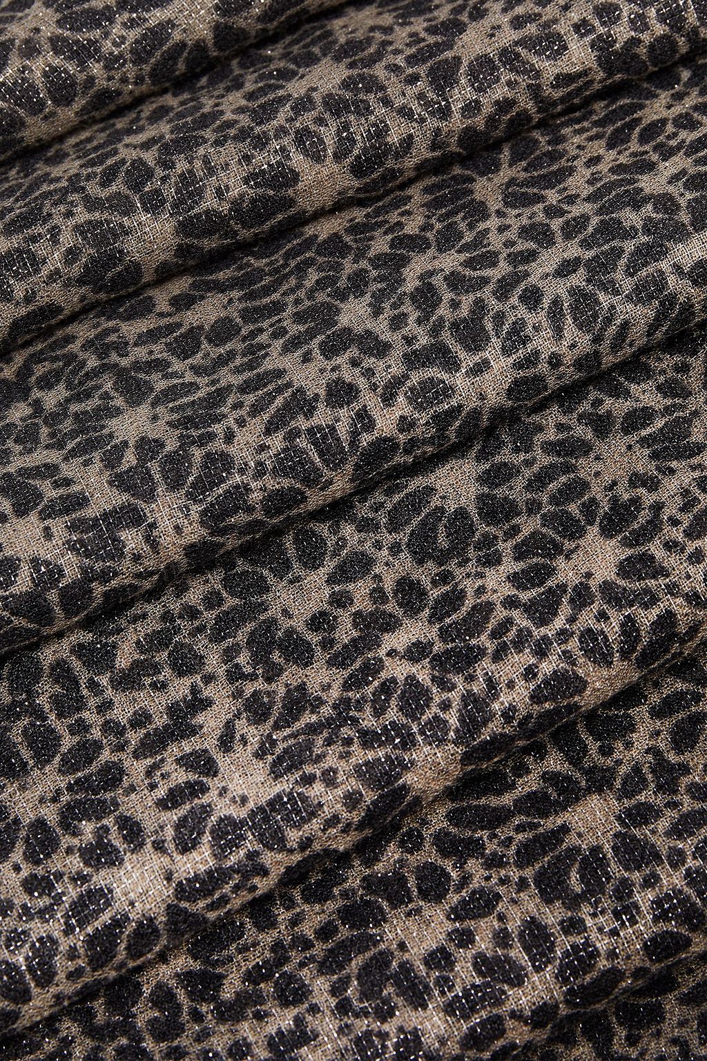 BRUNELLO CUCINELLI Schal aus Gaze aus einer Kaschmirmischung mit Fransen und floralem Print in Metallic-Optik