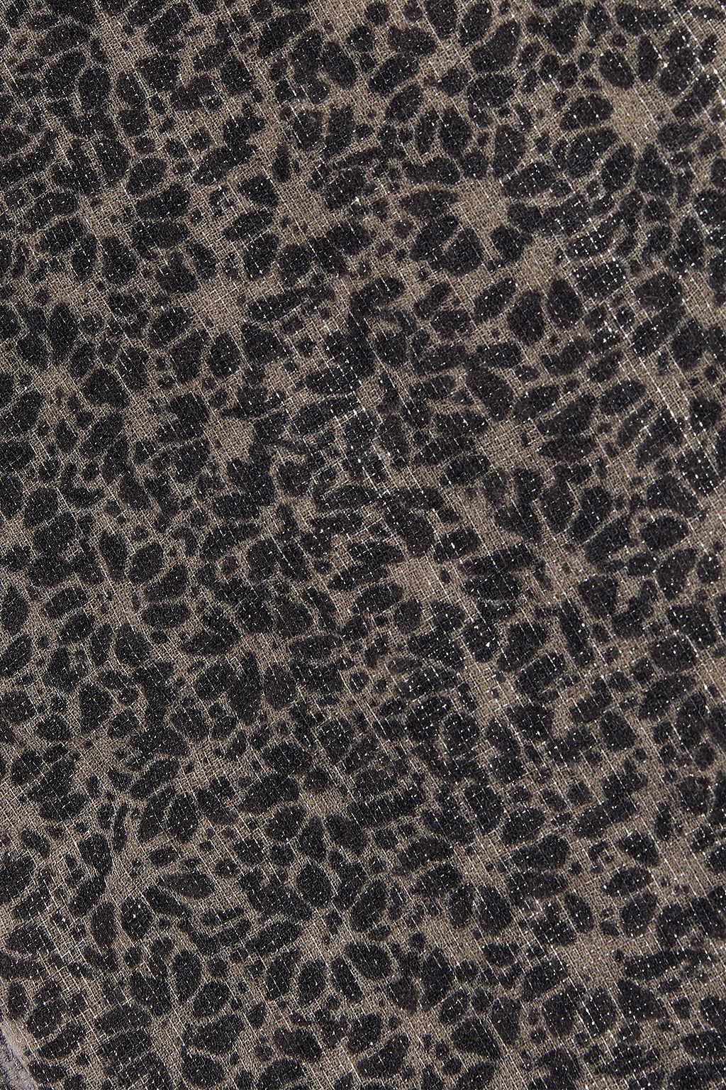 BRUNELLO CUCINELLI Schal aus Gaze aus einer Kaschmirmischung mit Fransen und floralem Print in Metallic-Optik