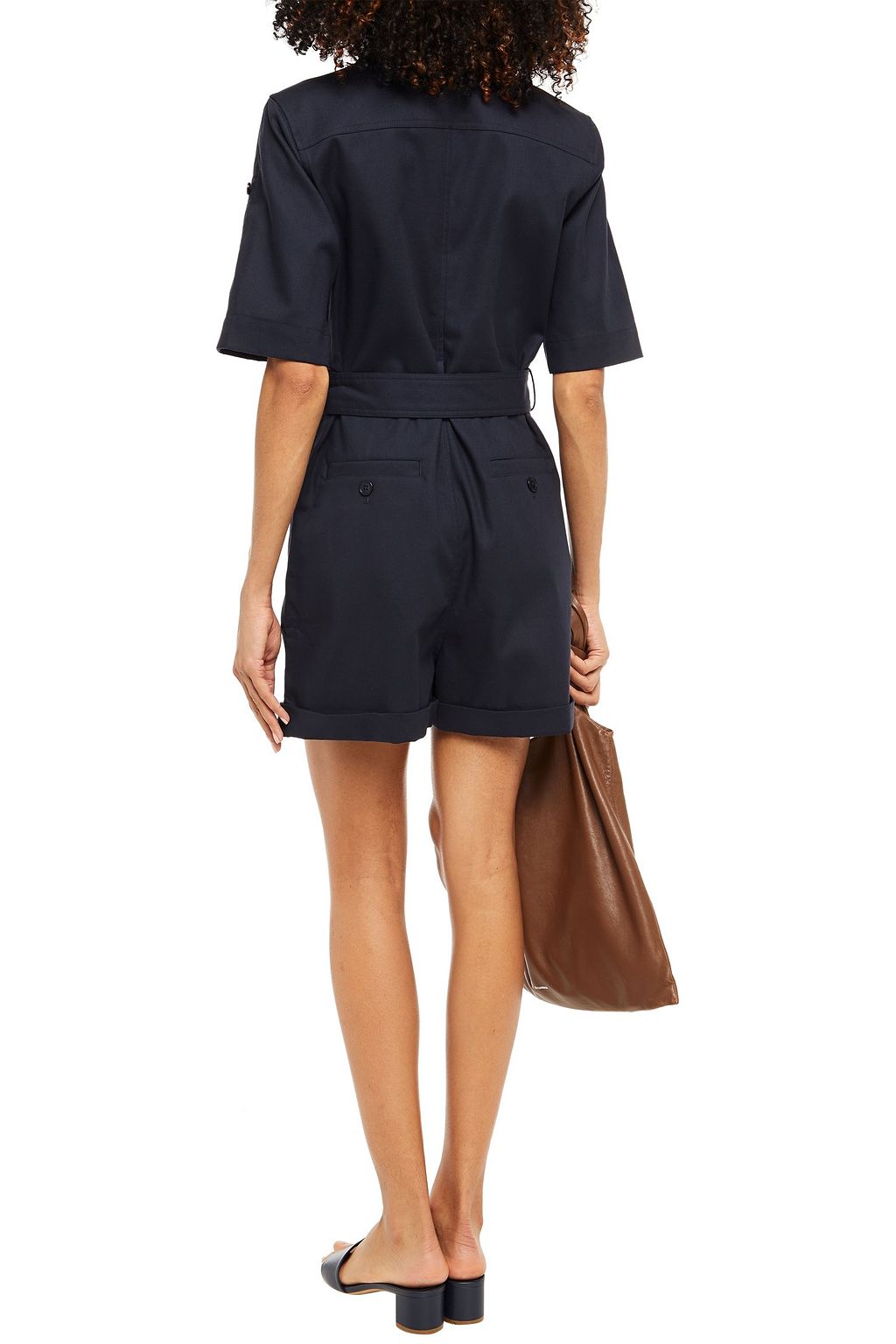 EQUIPMENT Belted cotton-blend twill playsuit