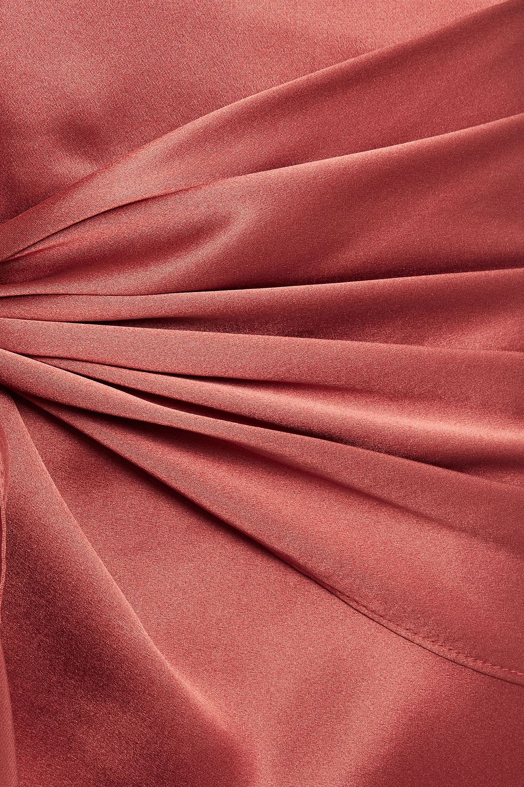 MICHELLE MASON Knotted draped silk-charmeuse mini skirt