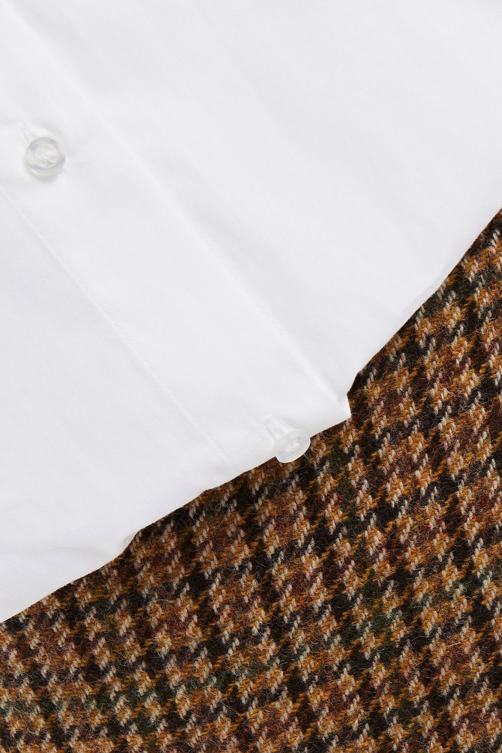 MAJE Paneled cotton-poplin and checked woven mini shirt dress
