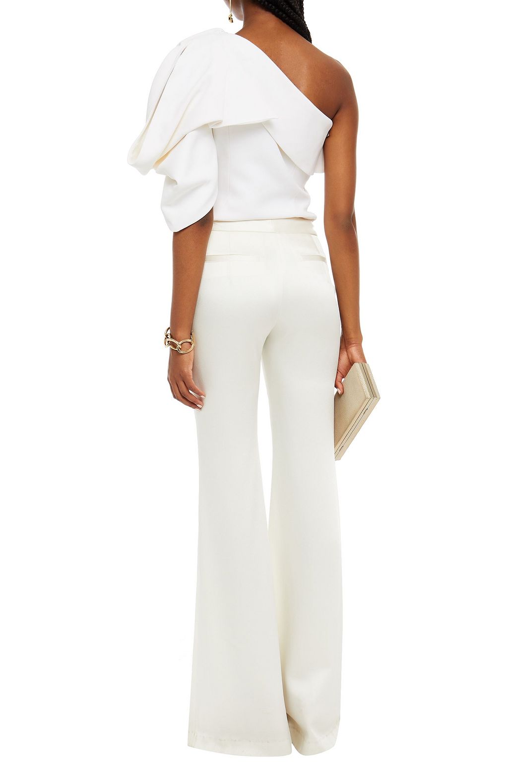 BALMAIN One-shoulder bow-detailed crepe top