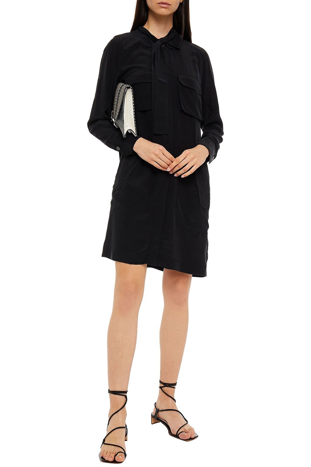 EQUIPMENT Belted silk crepe de chine mini dress