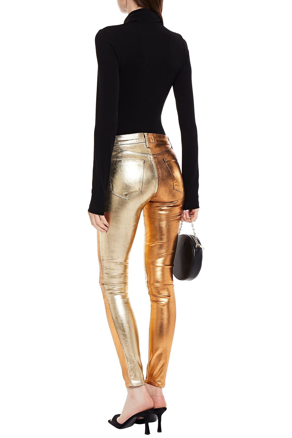 J BRAND Coated metallic high-rise skinny jeans