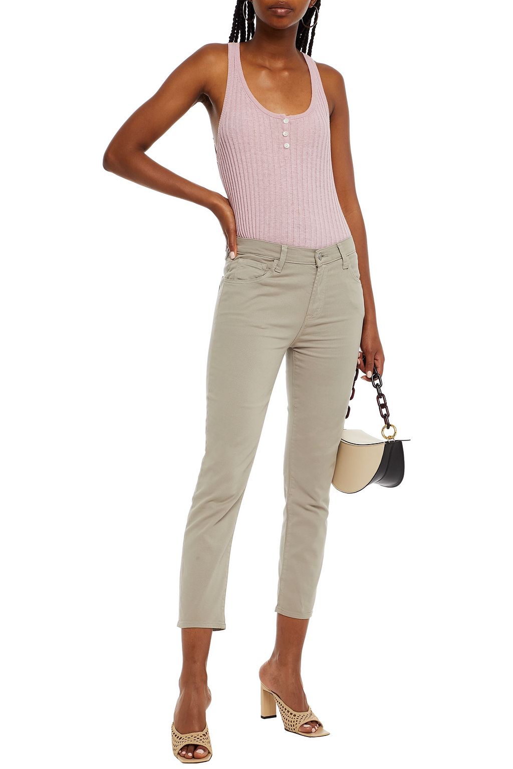 J BRAND Kyrah cropped stretch cotton-blend twill skinny pants