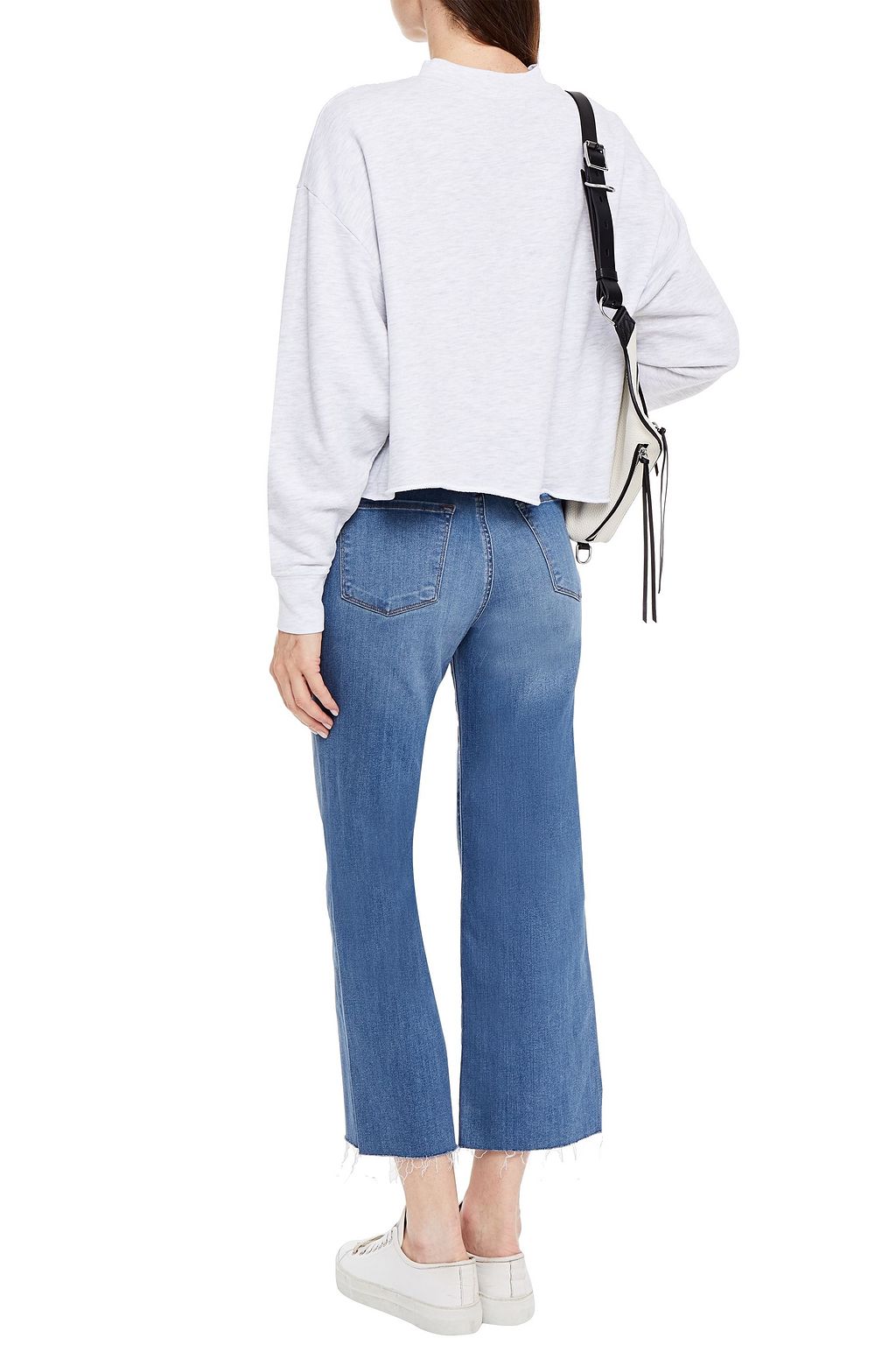 J BRAND Cropped mélange French cotton-blend terry sweatshirt
