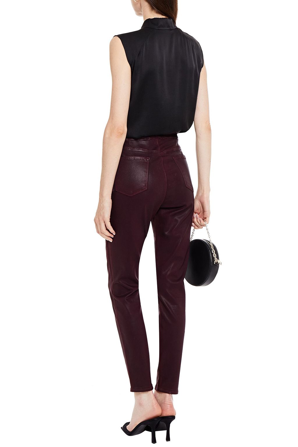J BRAND Coated metallic high-rise skinny jeans
