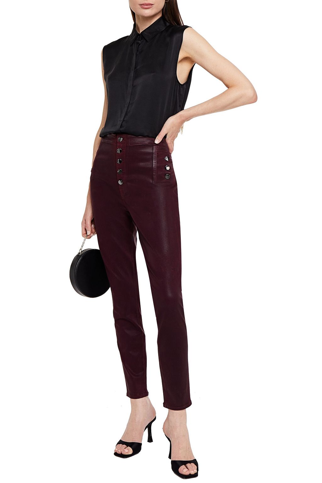 J BRAND Coated metallic high-rise skinny jeans