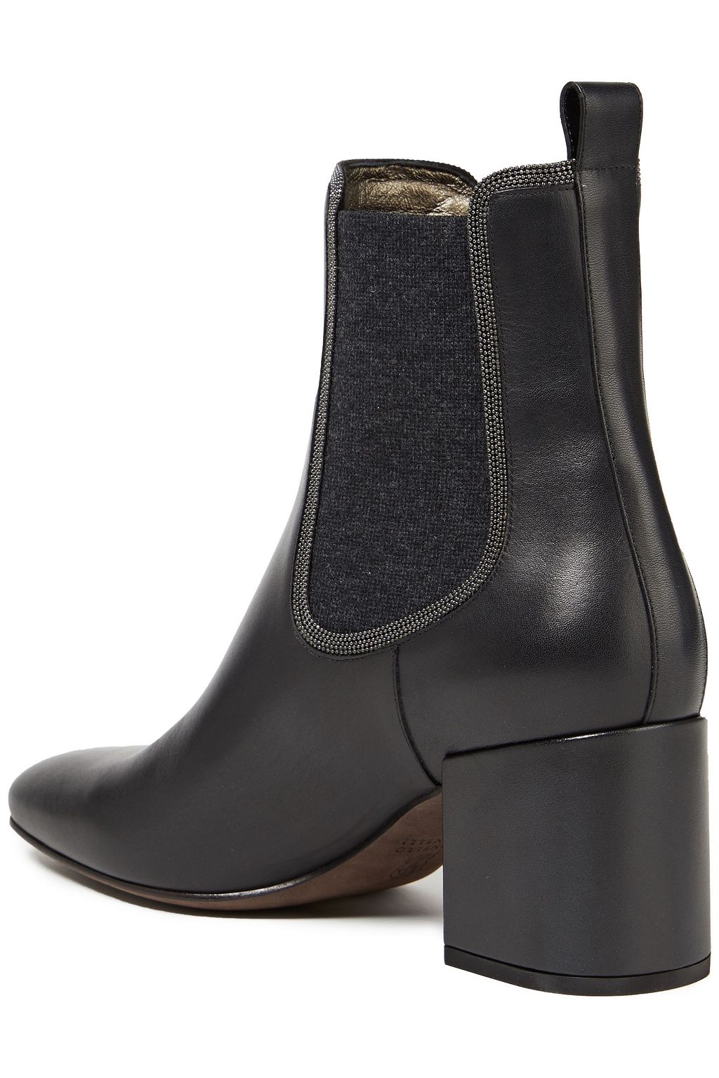 BRUNELLO CUCINELLI Bead-embellished leather ankle boots