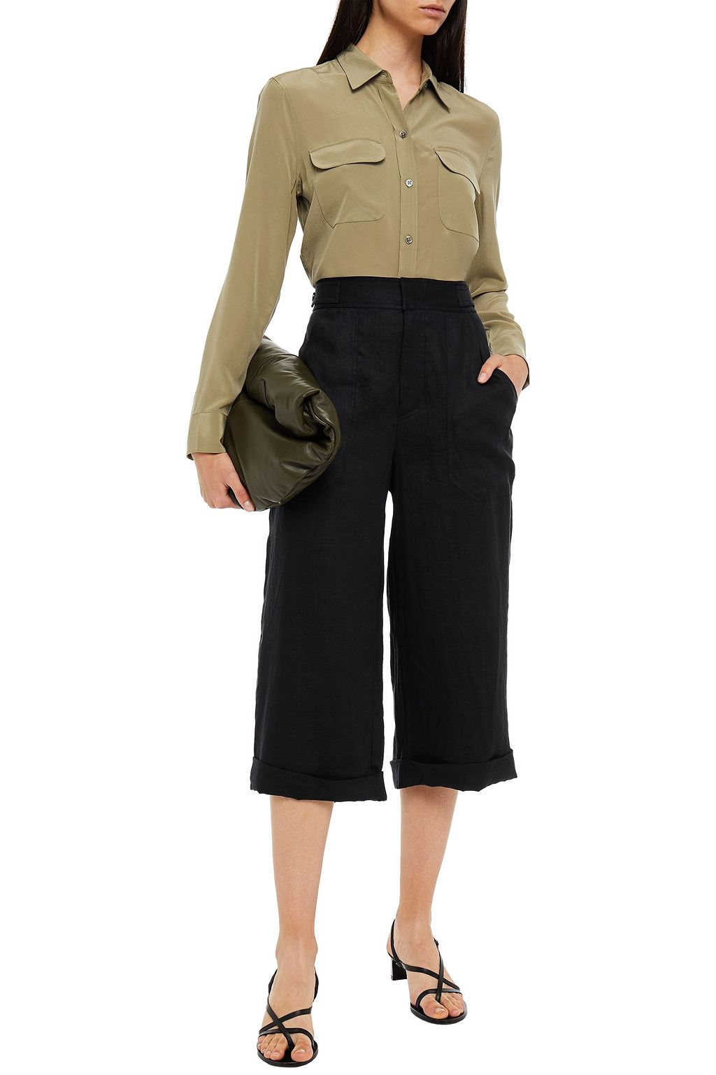 EQUIPMENT Cropped linen wide-leg pants