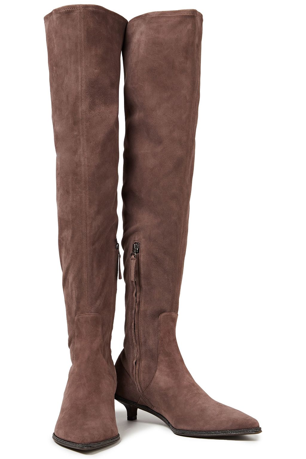 BRUNELLO CUCINELLI Bead-embellished suede knee boots