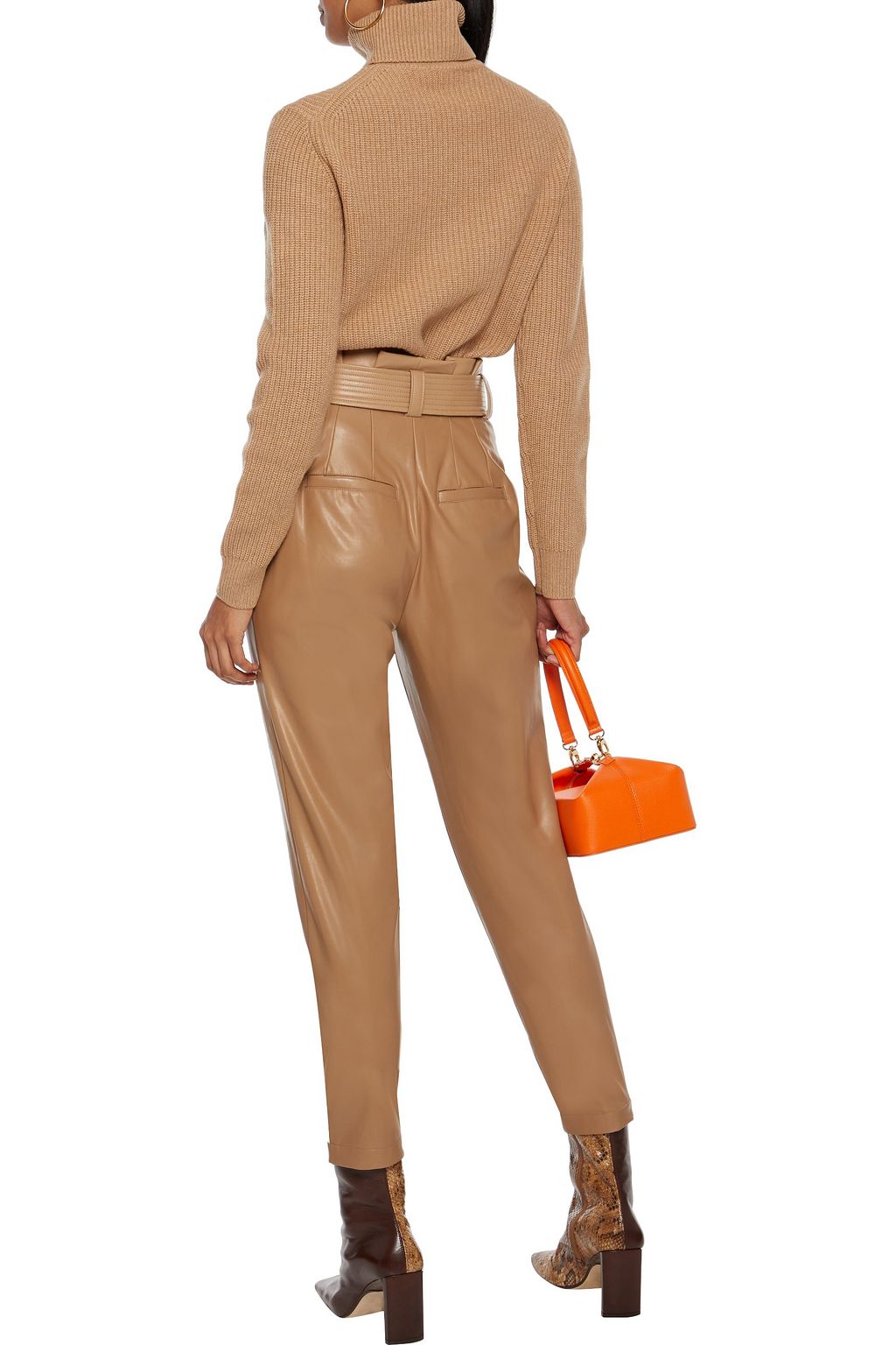 A.L.C. Cobey cropped pleated faux leather tapered pants
