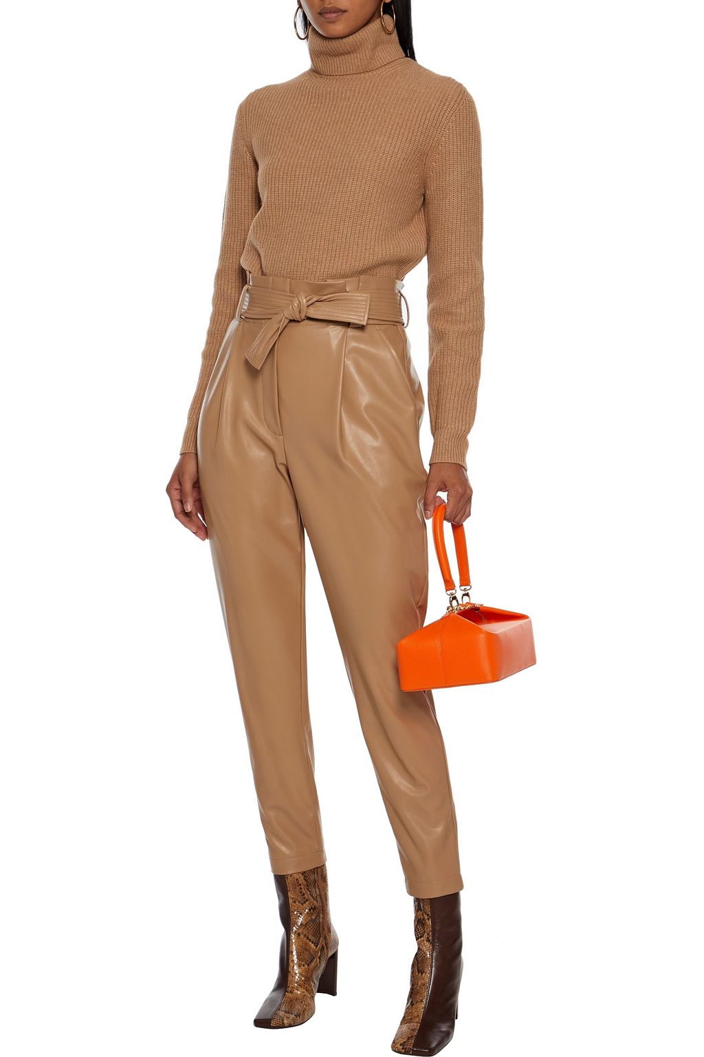 A.L.C. Cobey cropped pleated faux leather tapered pants