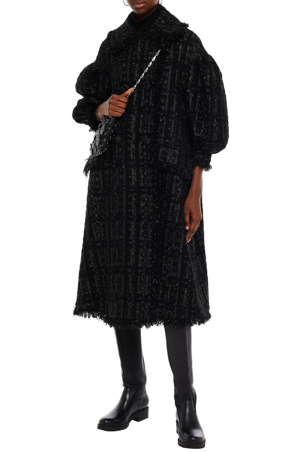 SIMONE ROCHA Frayed embellished metallic tweed coat