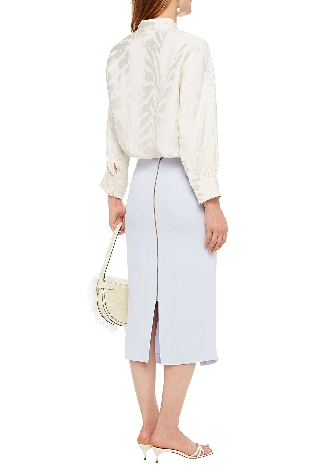ROLAND MOURET Lugo pleated crepe midi skirt