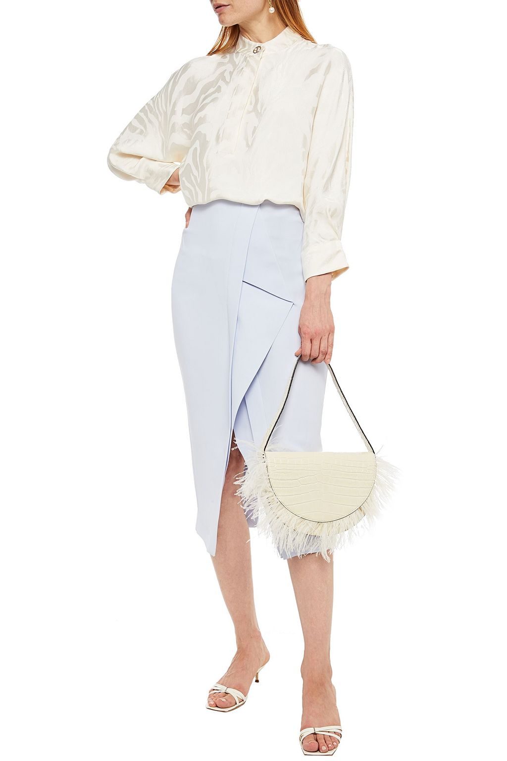 ROLAND MOURET Lugo pleated crepe midi skirt