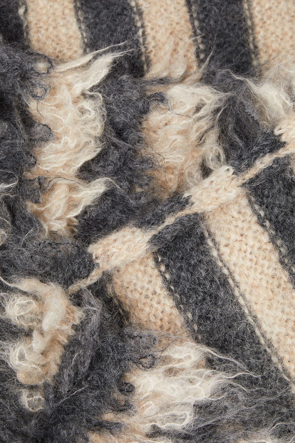 BRUNELLO CUCINELLI Striped bouclé-knit mohair-blend scarf