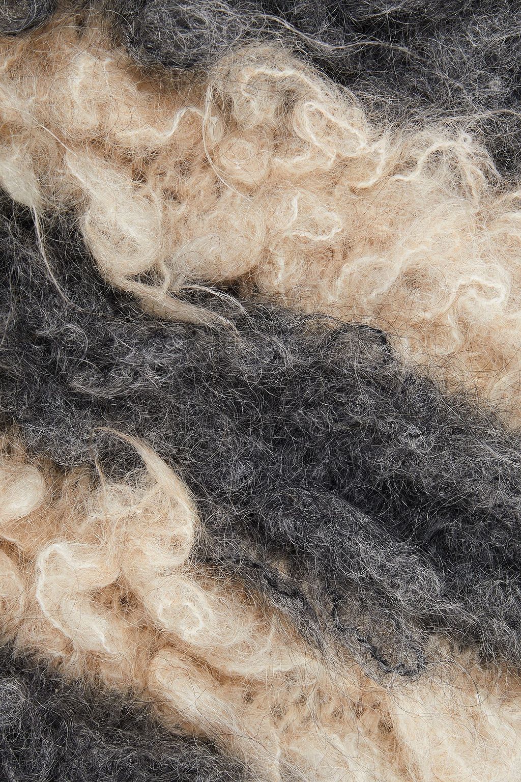 BRUNELLO CUCINELLI Striped bouclé-knit mohair-blend scarf
