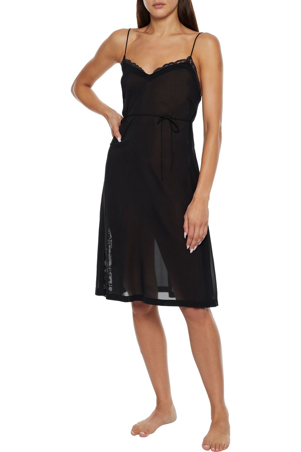 LA PERLA Leavers Poem lace-trimmed silk-blend georgette nightdress