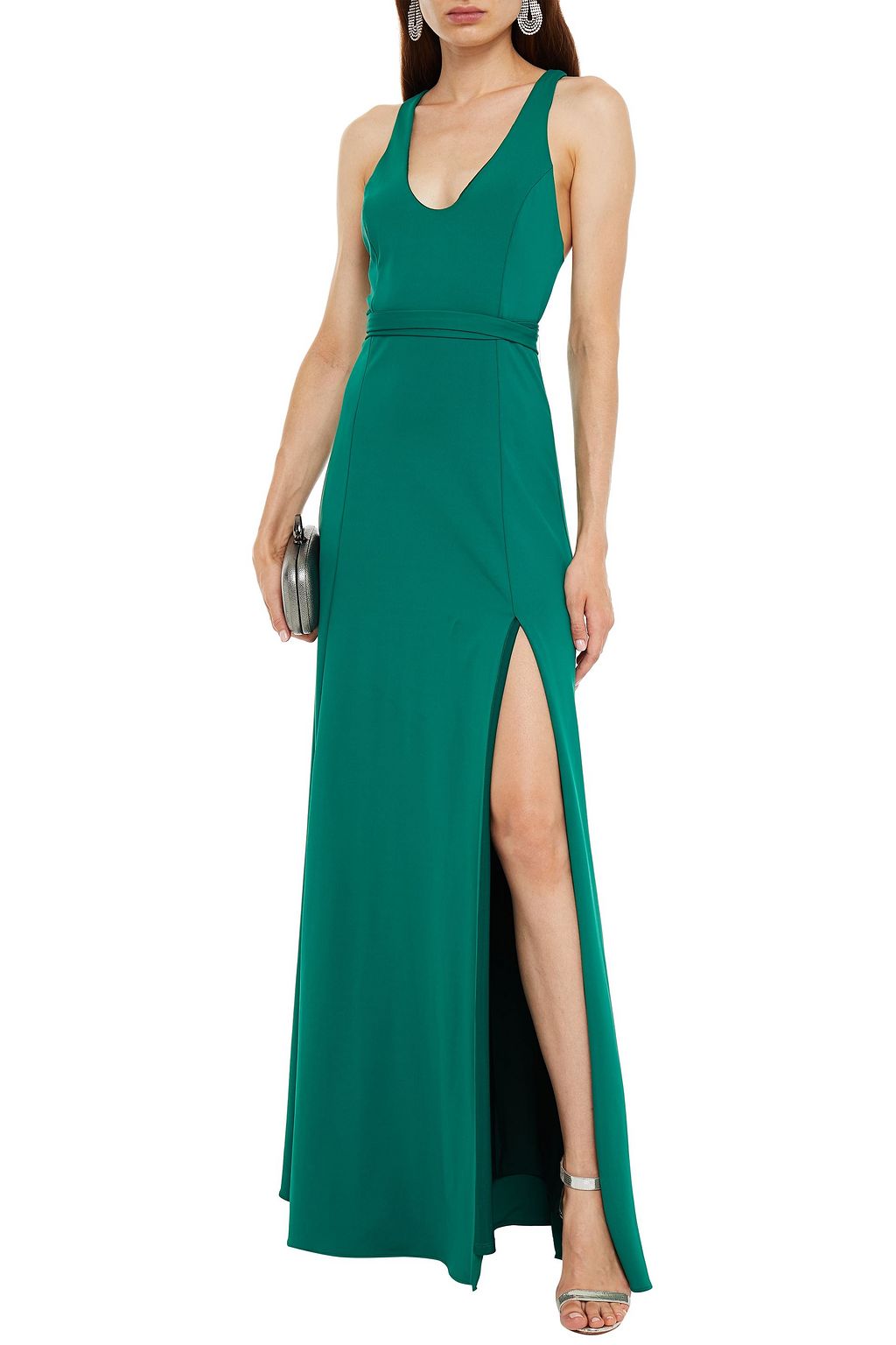 HALSTON Lydia belted jersey gown